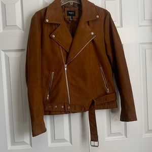 Brown suede Forever 21 Men’s biker jacket